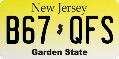 NJ license plate B67QFS