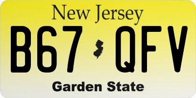 NJ license plate B67QFV