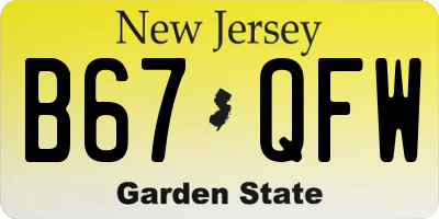 NJ license plate B67QFW