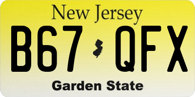 NJ license plate B67QFX
