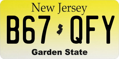 NJ license plate B67QFY