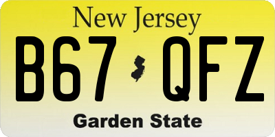 NJ license plate B67QFZ