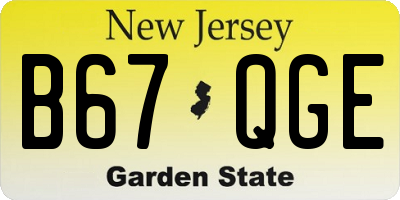NJ license plate B67QGE