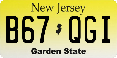 NJ license plate B67QGI