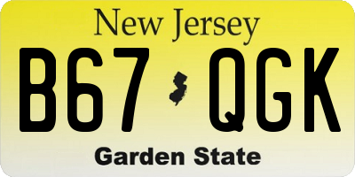 NJ license plate B67QGK