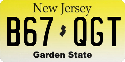 NJ license plate B67QGT