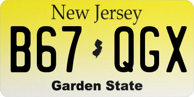 NJ license plate B67QGX