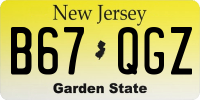 NJ license plate B67QGZ