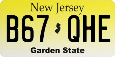 NJ license plate B67QHE