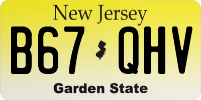 NJ license plate B67QHV