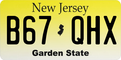 NJ license plate B67QHX