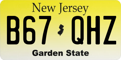 NJ license plate B67QHZ