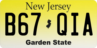 NJ license plate B67QIA