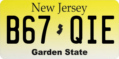 NJ license plate B67QIE