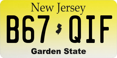 NJ license plate B67QIF