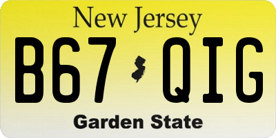 NJ license plate B67QIG