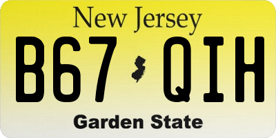 NJ license plate B67QIH