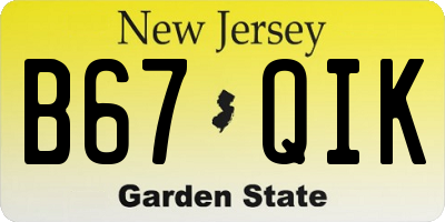 NJ license plate B67QIK