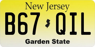 NJ license plate B67QIL