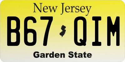 NJ license plate B67QIM