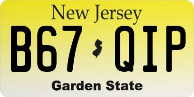 NJ license plate B67QIP