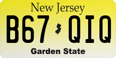 NJ license plate B67QIQ