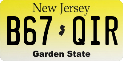 NJ license plate B67QIR