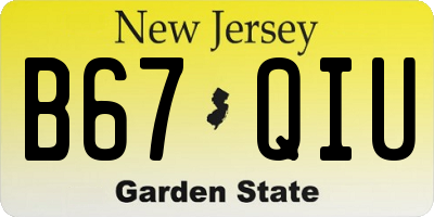 NJ license plate B67QIU