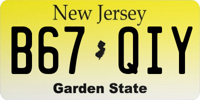 NJ license plate B67QIY