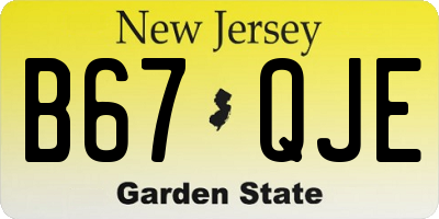 NJ license plate B67QJE