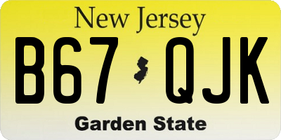 NJ license plate B67QJK