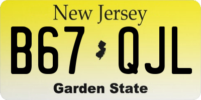 NJ license plate B67QJL