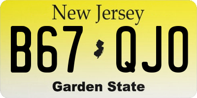 NJ license plate B67QJO