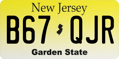 NJ license plate B67QJR