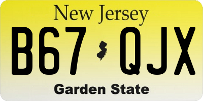 NJ license plate B67QJX