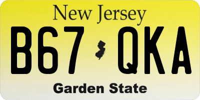 NJ license plate B67QKA