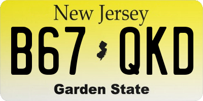 NJ license plate B67QKD