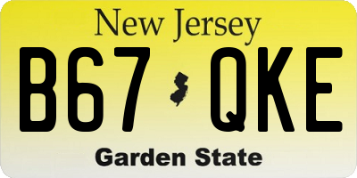 NJ license plate B67QKE