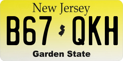 NJ license plate B67QKH