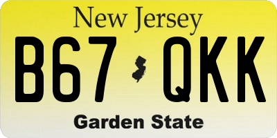 NJ license plate B67QKK