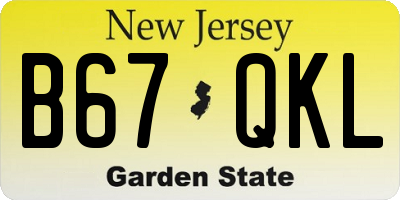 NJ license plate B67QKL