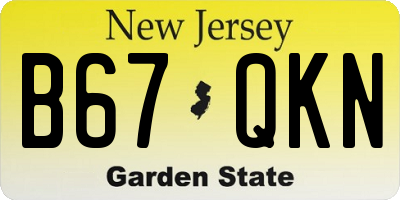 NJ license plate B67QKN