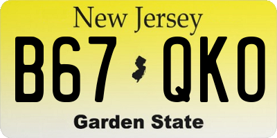 NJ license plate B67QKO