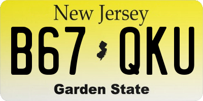 NJ license plate B67QKU