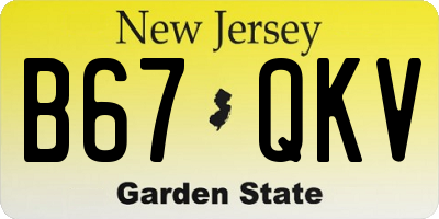 NJ license plate B67QKV