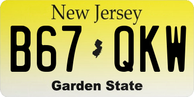 NJ license plate B67QKW