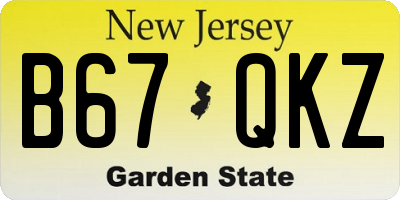 NJ license plate B67QKZ