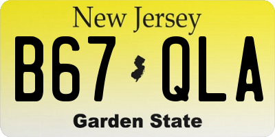 NJ license plate B67QLA
