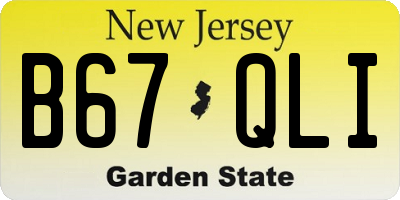 NJ license plate B67QLI