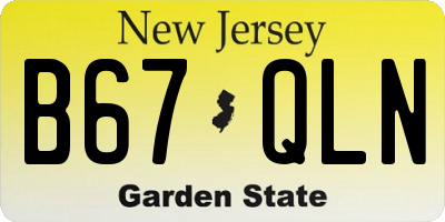 NJ license plate B67QLN